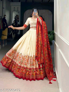Alluring Silk Semi-Stitched Lehenga Choli with Floral Dupatta – Perfect for Weddings & Festive Wear
